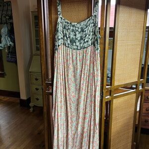 NATURAL LIFE Floral Maxi Dress - Green and Pink